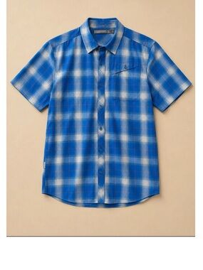 Icebreaker Blue Plaid Short-Sleeve Button-Down Shirt
